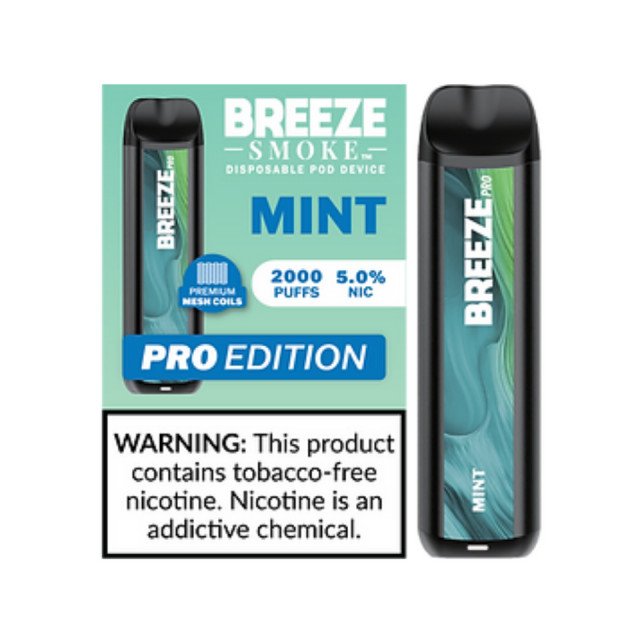 BREEZE SMOKE PRO 5% DISPOSABLE VAPE 6ML 2000 PUFFS (MINT – FLAVOR): A Cool, Refreshing Vaping Experience